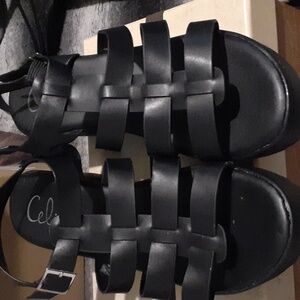 Strappy chunky heels